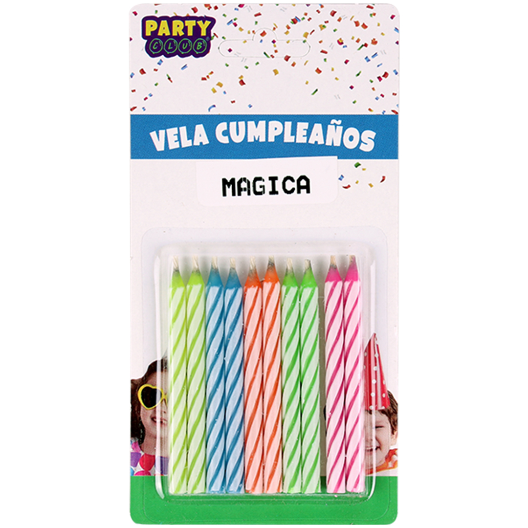 Vela Magica De Colores C/10 Pz "party Club"